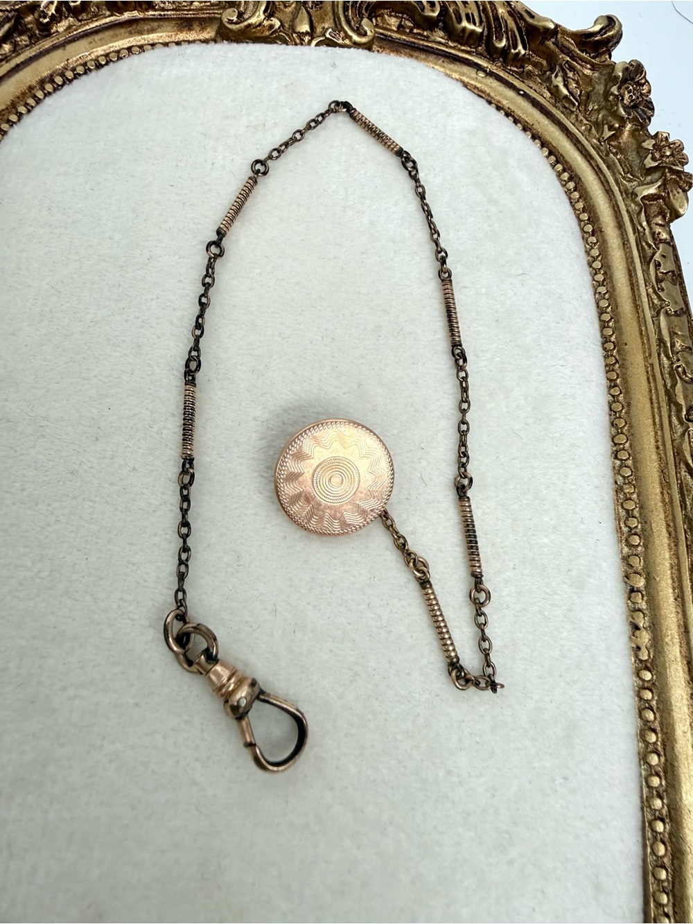 Antique. Victorian edwardian Style Gold filled  pocket Watch Chain Round Slide